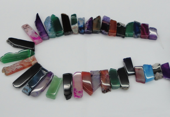 CTD389 Top drilled 10*20mm - 12*55mm wand mixed agate gemstone beads