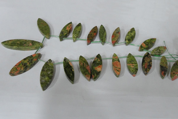 CTD42 Top drilled 10*25mm – 17*50mm marquise unakite gemstone beads