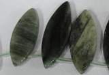 CTD44 Top drilled 10*28mm – 18*50mm marquise green hair stone beads