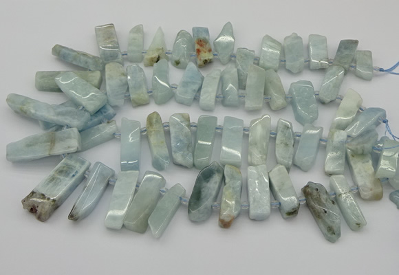 CTD444 Top drilled 8*20mm - 10*40mm sticks aquamarine beads