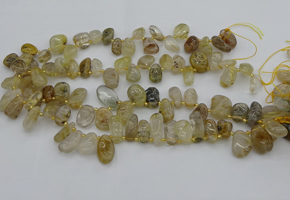 CTD449 Top drilled 10*14mm - 12*20mm freeform golden rutilated quartz beads