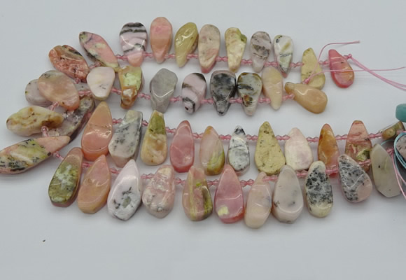 CTD486 Top drilled 10*22mm - 15*45mm freeform pink opal beads