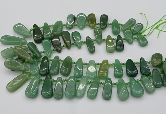 CTD488 Top drilled 10*22mm - 15*45mm freeform green aventurine beads