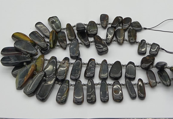 CTD494 Top drilled 10*22mm - 15*45mm freeform blue tiger eye beads