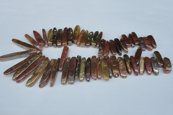 CTD525 Top drilled 10*25mm - 10*60mm wand plated agate beads