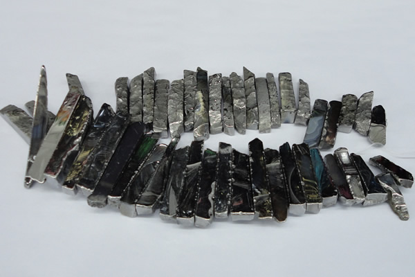 CTD532 Top drilled 10*30mm - 10*65mm wand plated agate beads