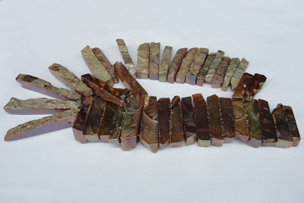 CTD534 Top drilled 10*30mm - 10*65mm wand plated agate beads