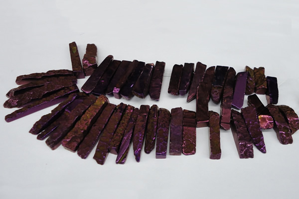 CTD535 Top drilled 10*30mm - 10*65mm wand plated agate beads