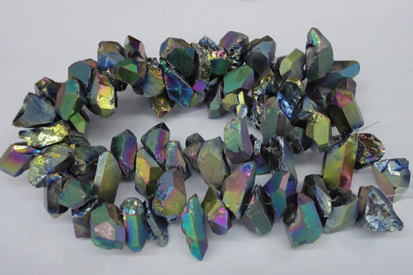 CTD551 Top drilled 12*20mm - 14*30mm nuggets plated quartz beads