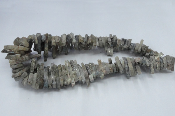 CTD556 Top drilled 6*15mm - 10*40mm wand plated agate beads