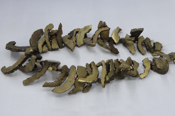 CTD564 Top drilled 10*20mm - 10*40mm freeform plated agate beads