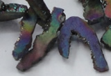 CTD565 Top drilled 10*20mm - 10*40mm freeform plated agate beads