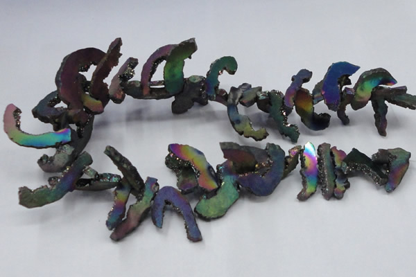 CTD565 Top drilled 10*20mm - 10*40mm freeform plated agate beads