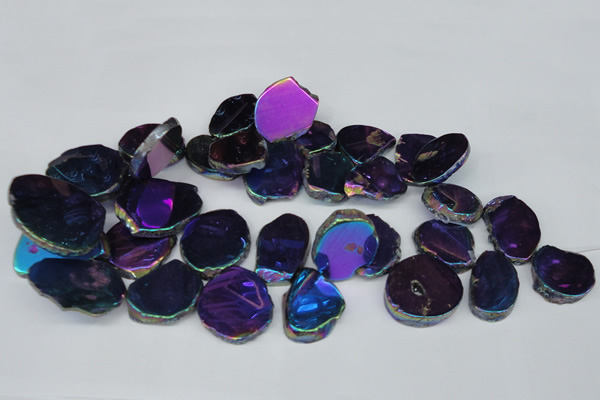 CTD575 Top drilled 20*30mm - 30*45mm freeform plated agate beads