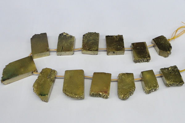 CTD653 Top drilled 15*25mm - 25*40mm freeform plated quartz beads