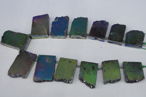 CTD654 Top drilled 15*25mm - 25*40mm freeform plated quartz beads