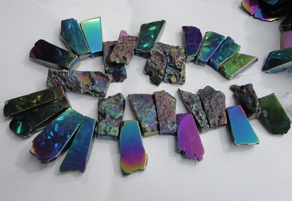 CTD748 Top drilled 18*25mm - 25*60mm freeform plated agate beads