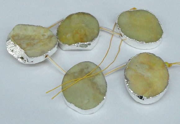 CTD768 30*35mm - 35*45mm freeform agate beads with brass setting