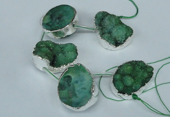 CTD771 30*35mm - 35*45mm freeform agate beads with brass setting