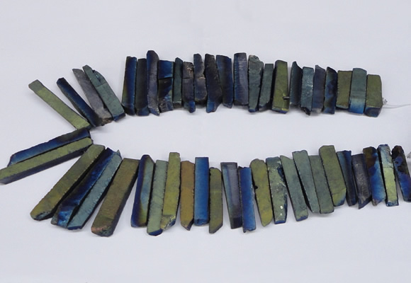 CTD842 Top drilled 6*25mm - 8*55mm sticks plated agate beads