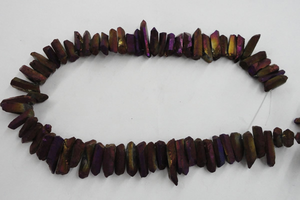 CTD912 Top drilled 5*15mm - 6*25mm wand plated quartz beads