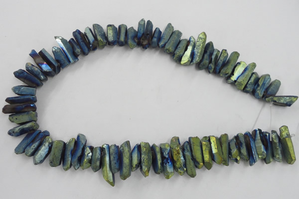 CTD914 Top drilled 5*15mm - 6*25mm wand plated quartz beads