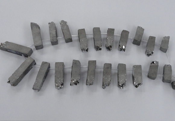 CTD973 Top drilled 8*25mm - 10*45mm sticks plated druzy amethyst beads