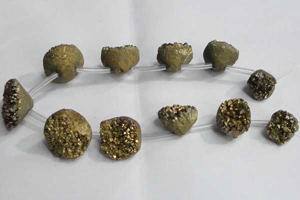 CTD994 Top drilled 12*15mm - 18*25mm nuggets plated druzy agate beads