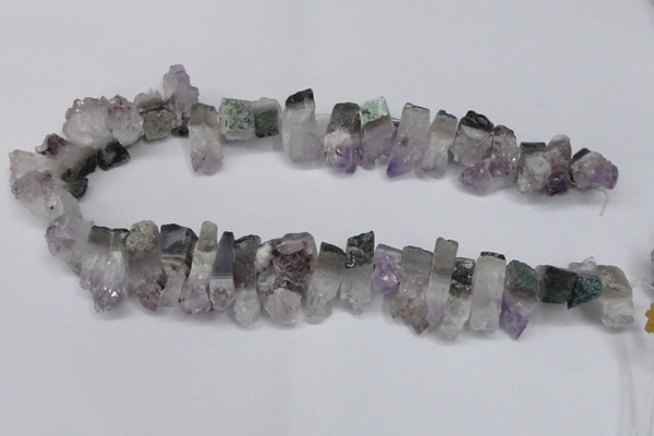 CTD995 Top drilled 10*15mm - 12*25mm sticks plated druzy amethyst beads
