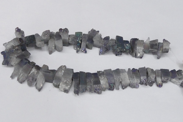 CTD996 Top drilled 8*18mm - 10*30mm sticks plated druzy amethyst beads