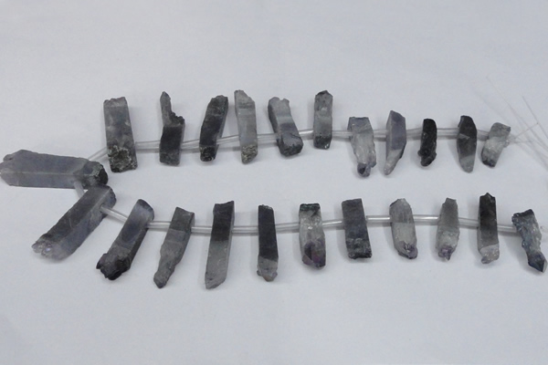 CTD997 Top drilled 8*20mm - 10*45mm sticks plated druzy amethyst beads