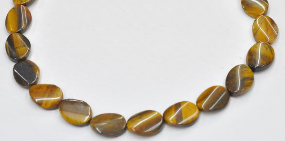 CTE04 twisted flat oval 15*20mm yellow tiger eye beads wholesale