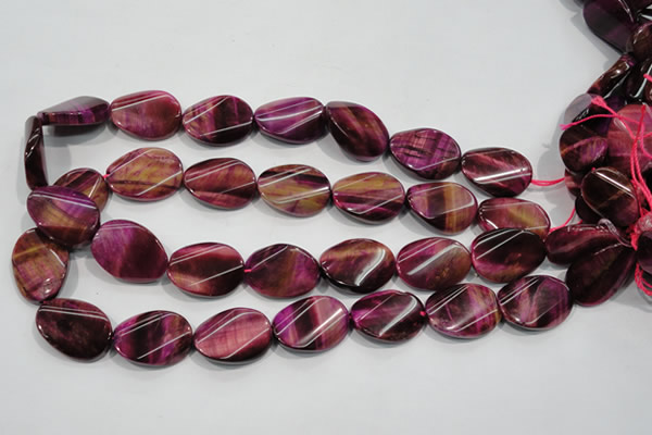 CTE1010 15.5 inches 20*30mm twisted oval dyed red tiger eye beads