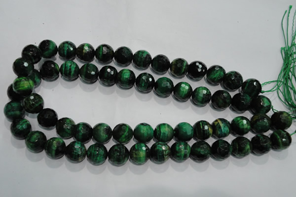 CTE1016 15.5 inches 14mm faceted round dyed green tiger eye beads
