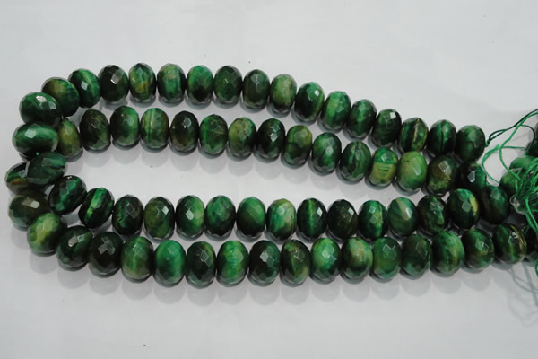 CTE1025 15.5 inches 12*16mm faceted rondelle dyed green tiger eye beads