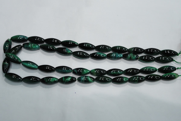 CTE1036 15.5 inches 8*18mm rice dyed green tiger eye beads