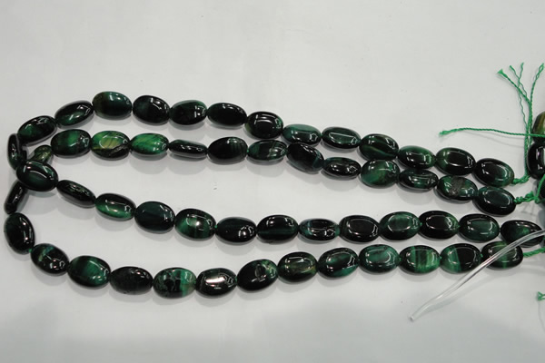 CTE1041 15.5 inches 10*14mm oval dyed green tiger eye beads