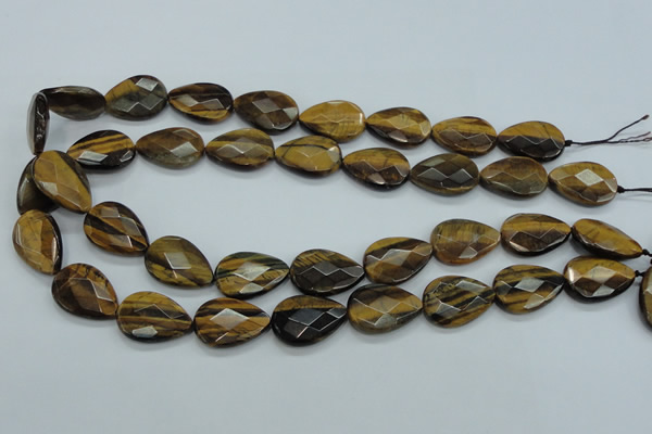 CTE111 15.5 inches 16*22mm faceted & flat teardrop yellow tiger eye beads