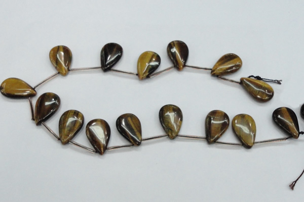 CTE125 16*26mm top-drilled flat teardrop yellow tiger eye beads wholesale