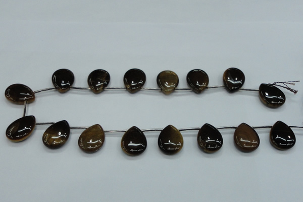 CTE126 18*25mm top-drilled flat teardrop yellow tiger eye beads wholesale