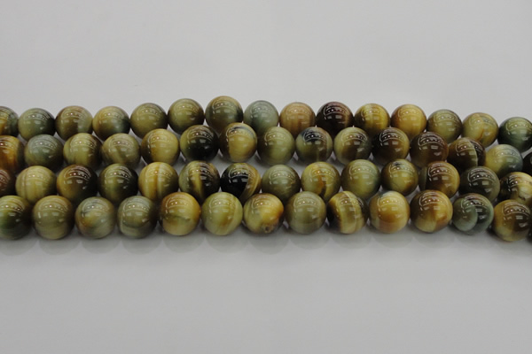 CTE1445 15.5 inches 14mm round golden & blue tiger eye beads