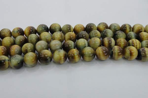 CTE1447 15.5 inches 18mm round golden & blue tiger eye beads