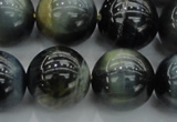 CTE1455 15.5 inches 14mm round golden & blue tiger eye beads