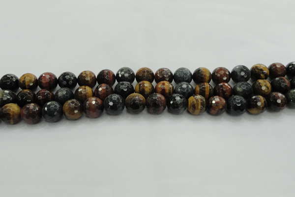 CTE1473 15.5 inches 10mm faceted round mixed tiger eye beads