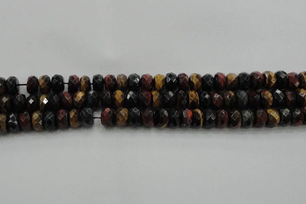 CTE1483 15.5 inches 7*12mm faceted rondelle mixed tiger eye beads