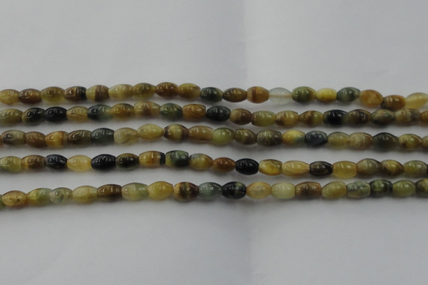 CTE1551 15.5 inches 5*8mm rice golden & blue tiger eye beads wholesale