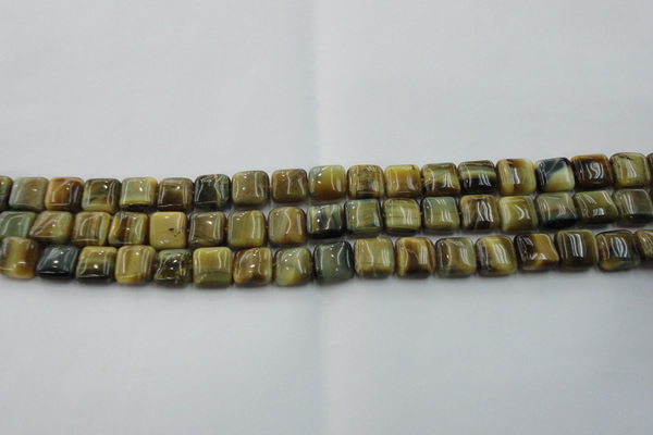 CTE1562 15.5 inches 8*8mm square golden & blue tiger eye beads wholesale
