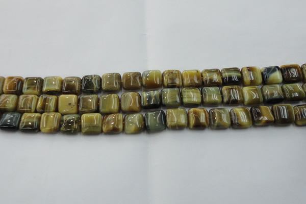 CTE1563 15.5 inches 10*10mm square golden & blue tiger eye beads wholesale