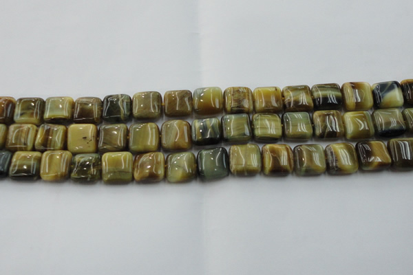 CTE1564 15.5 inches 12*12mm square golden & blue tiger eye beads wholesale