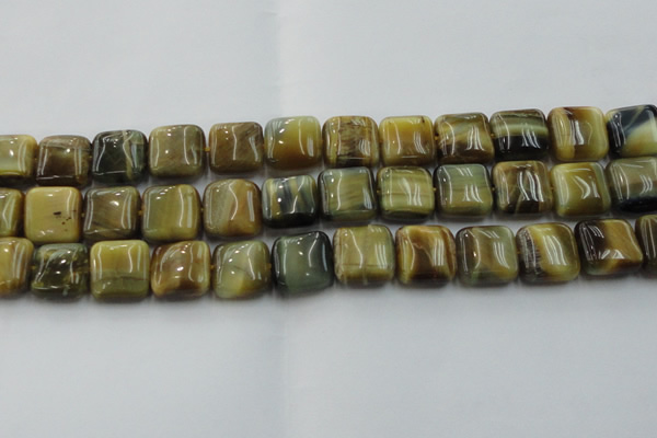 CTE1566 15.5 inches 16*16mm square golden & blue tiger eye beads wholesale